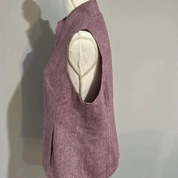 Coldwater Creek Herringbone Vest wool blend size 14 zip front - Picture 6 of 10